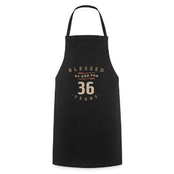 36th Birthday Blessed By God For 36 Years - Cooking Apron - black - Front - AI Model Male 185 dark (185cm)