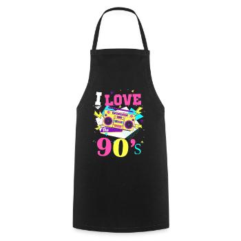 1990's 90s I Heart Nineties I Love the 90's Old - Kochschürze - Schwarz - Vorne - AI Model Male 185 dark (185cm)