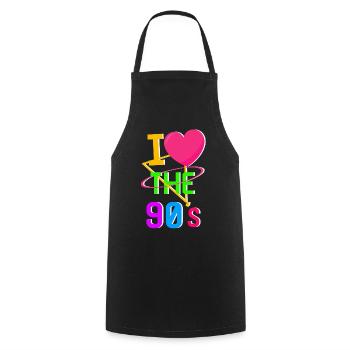 1990's 90s I Heart Nineties I Love the 90's Old - Kochschürze - Schwarz - Vorne - AI Model Male 185 dark (185cm)