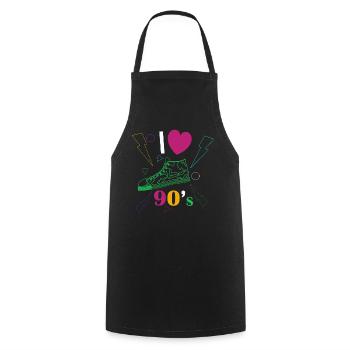 1990's 90s I Heart Nineties I Love the 90's Old - Kochschürze - Schwarz - Vorne - AI Model Male 185 dark (185cm)