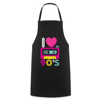 1990's 90s I Heart Nineties I Love the 90's Old - Kochschürze - Schwarz - Vorne - AI Model Male 185 dark (185cm)
