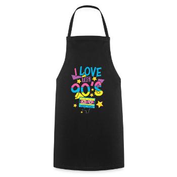 1990's 90s I Heart Nineties I Love the 90's Old - Kochschürze - Schwarz - Vorne - AI Model Male 185 dark (185cm)