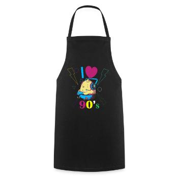 1990's 90s I Heart Nineties I Love the 90's Old - Kochschürze - Schwarz - Vorne - AI Model Male 185 dark (185cm)