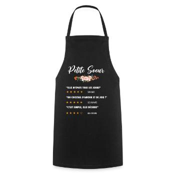 petite soeur citation fleurs critique film drôle - Tablier de cuisine - noir - Devant - AI Model Male 185 dark (185cm)