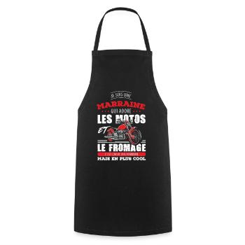 Annonce marraine motarde adore les motos fromage - Tablier de cuisine - noir - Devant - AI Model Male 185 dark (185cm)