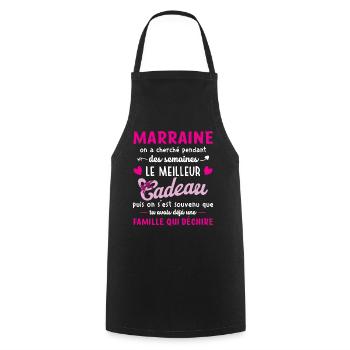 Meilleur cadeau demande annonce marraine coeur - Tablier de cuisine - noir - Devant - AI Model Male 185 dark (185cm)