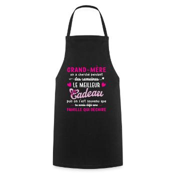 Meilleur cadeau grand mère citation coeur ruban - Tablier de cuisine - noir - Devant - AI Model Male 185 dark (185cm)