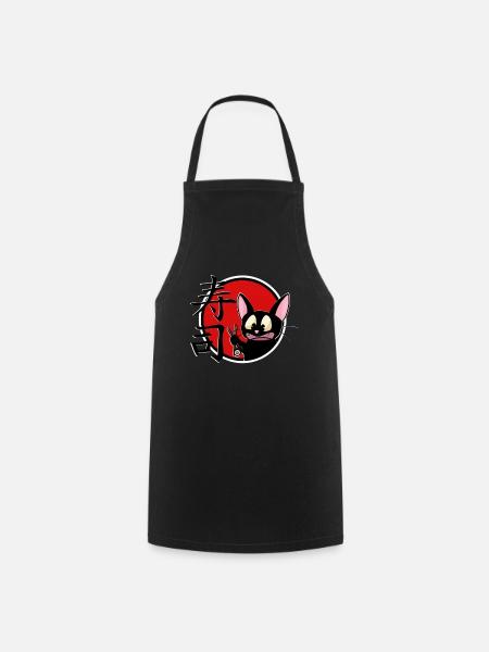 mignon drôle manga cat shirt autocollant - Tablier de cuisine - noir