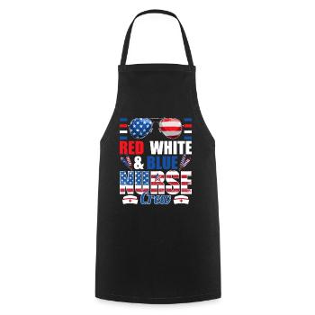 Red White Blue Nurse Crew American Flag - Kochschürze - Schwarz - Vorne - AI Model Male 185 dark (185cm)