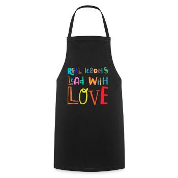 De vrais leaders mènent avec amour le Mois de la fierté LGBT - Tablier de cuisine - noir - Devant - AI Model Male 185 dark (185cm)