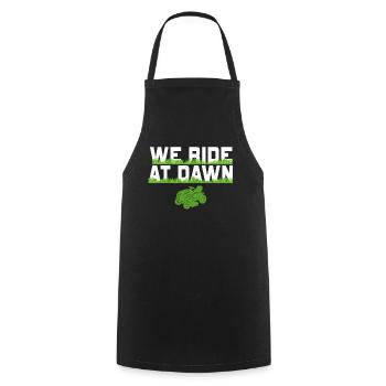We Ride At Dawn Dad Lawn Mower Make Laugh Day Yard - Cooking Apron - black - Front - AI Model Male 185 dark (185cm)