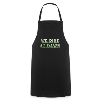 We Ride At Dawn Dad Lawn Mower Make Laugh Day Yard - Cooking Apron - black - Front - AI Model Male 185 dark (185cm)