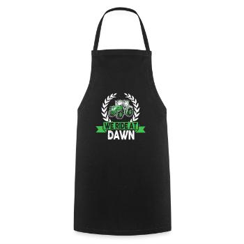 We Ride At Dawn Dad Lawn Mower Make Laugh Day Yard - Cooking Apron - black - Front - AI Model Male 185 dark (185cm)