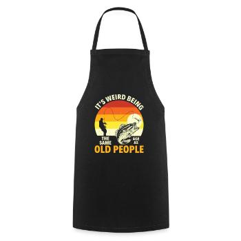 Grandfather Dad Fishing Amateur Humor Old Grandpa - Cooking Apron - black - Front - AI Model Male 185 dark (185cm)