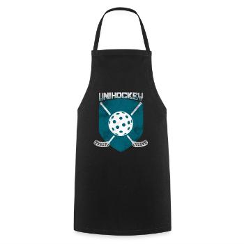 Unihockey - Kochschürze - Schwarz - Vorne - AI Model Male 185 dark (185cm)