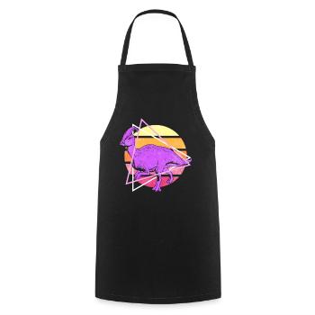 Vaporwave Synthwave Parasaurolophus Dinosaurs - Cooking Apron - black - Front - AI Model Male 185 dark (185cm)