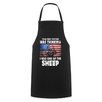 Your first Mistake was thinking I was a Sheep - Cooking Apron - black - Front - AI Model Male 185 dark (185cm)