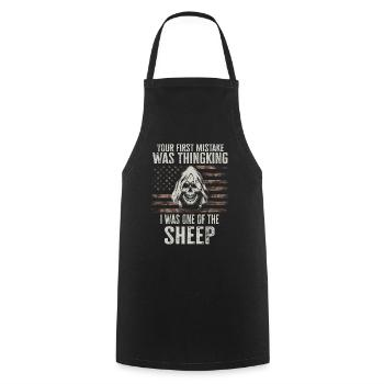 Your first Mistake was thinking I was a Sheep - Cooking Apron - black - Front - AI Model Male 185 dark (185cm)
