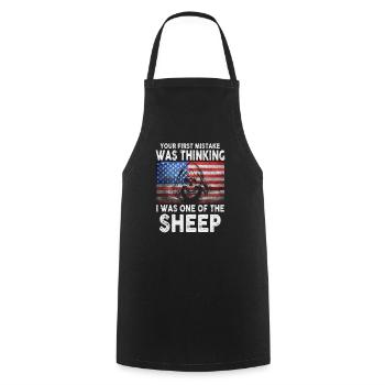Your first Mistake was thinking I was a Sheep - Cooking Apron - black - Front - AI Model Male 185 dark (185cm)