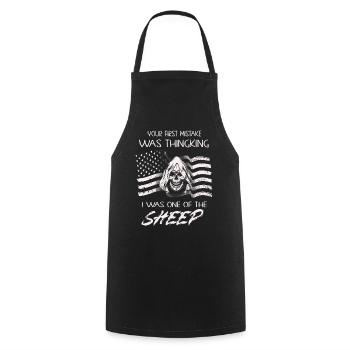 Your first Mistake was thinking I was a Sheep - Cooking Apron - black - Front - AI Model Male 185 dark (185cm)
