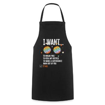 I Want To Break Free Ride My Bicycle - Cooking Apron - black - Front - AI Model Male 185 dark (185cm)