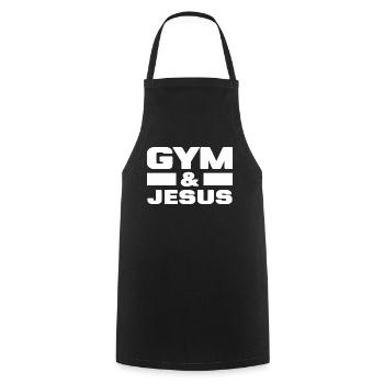 Gym and Jesus Christian Workout Sport Jesus - Kochschürze - Schwarz - Vorne - AI Model Male 185 dark (185cm)