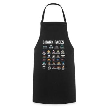 Types Of Shark Faces. Shark Face Identification - Cooking Apron - black - Front - AI Model Male 185 dark (185cm)