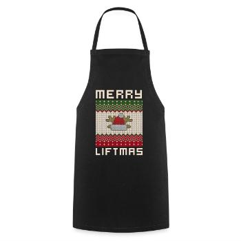 Merry Liftmas - Christmas Bodybuilder Gym Workout - Cooking Apron - black - Front - AI Model Male 185 dark (185cm)