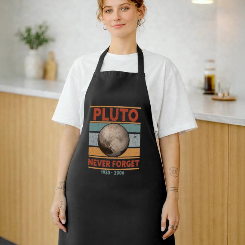 Never Forget Pluto Design Retro Style Funny Space Cooking Apron