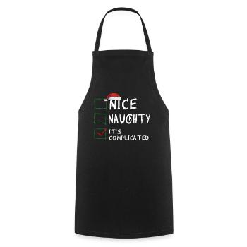Nice Naughty C’est compliqué Liste de Noël Père Noël - Tablier de cuisine - noir - Devant - AI Model Male 185 dark (185cm)