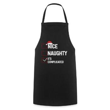 Nice Naughty C’est compliqué Liste de Noël Père Noël - Tablier de cuisine - noir - Devant - AI Model Male 185 dark (185cm)