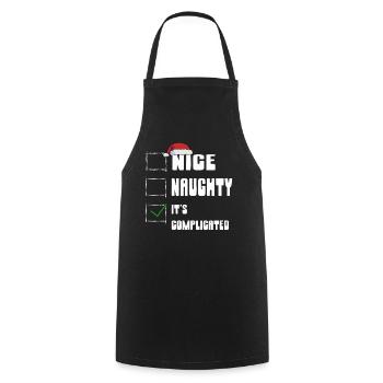 Nice Naughty C’est compliqué Liste de Noël Père Noël - Tablier de cuisine - noir - Devant - AI Model Male 185 dark (185cm)