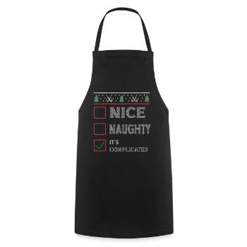 Nice Naughty C’est compliqué Liste de Noël Père Noël - Tablier de cuisine - noir - Devant - AI Model Male 185 dark (185cm)