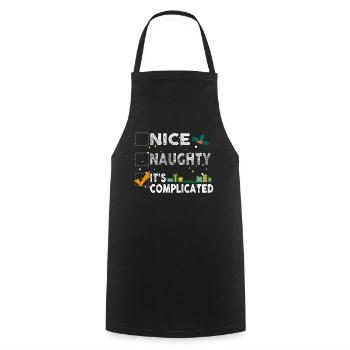 Nice Naughty C’est compliqué Liste de Noël Père Noël - Tablier de cuisine - noir - Devant - AI Model Male 185 dark (185cm)