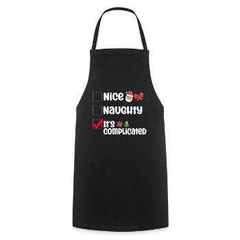 Nice Naughty C’est compliqué Liste de Noël Père Noël - Tablier de cuisine - noir - Devant - AI Model Male 185 dark (185cm)