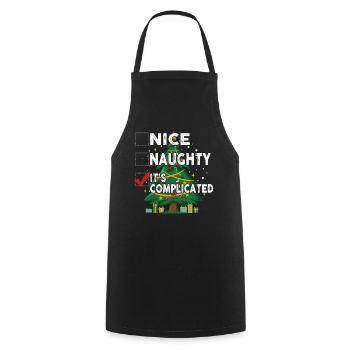 Nice Naughty C’est compliqué Liste de Noël Père Noël - Tablier de cuisine - noir - Devant - AI Model Male 185 dark (185cm)