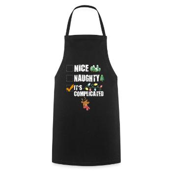 Nice Naughty C’est compliqué Liste de Noël Père Noël - Tablier de cuisine - noir - Devant - AI Model Male 185 dark (185cm)