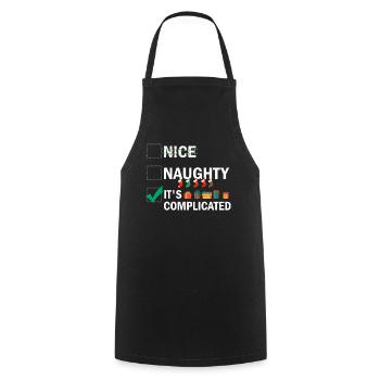 Nice Naughty C’est compliqué Liste de Noël Père Noël - Tablier de cuisine - noir - Devant - AI Model Male 185 dark (185cm)