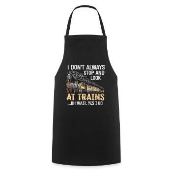 Je ne m’arrête pas toujours de regarder les trains Oh attendez - Tablier de cuisine - noir - Devant - AI Model Male 185 dark (185cm)