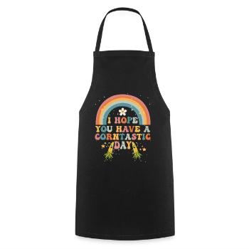J’espère que vous avez une journée corntastique - Tablier de cuisine - noir - Devant - AI Model Male 185 dark (185cm)