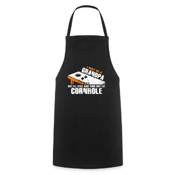 I May Be A Grandpa But I'll Still Kick Cornhole - Cooking Apron - black - Front - AI Model Male 185 dark (185cm)