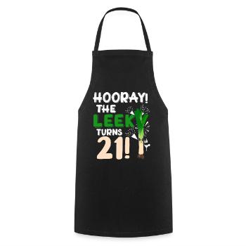 21th Bday Hooray The Leek Turns 21 Years Old - Cooking Apron - black - Front - AI Model Male 185 dark (185cm)