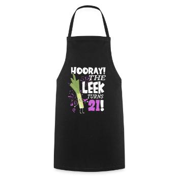 21th Bday Hooray The Leek Turns 21 Years Old - Cooking Apron - black - Front - AI Model Male 185 dark (185cm)