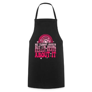 J’ai mal au ventre mais je suis vraiment courageux à ce sujet - Tablier de cuisine - noir - Devant - AI Model Male 185 dark (185cm)