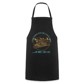 I Still Play With Trains Locomotive Engine Drivers - Cooking Apron - black - Front - AI Model Male 185 dark (185cm)