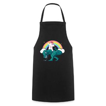 Dabbing Unicorn Riding T Rex Boys Girls Halloween - Kochschürze - Schwarz - Vorne - AI Model Male 185 dark (185cm)