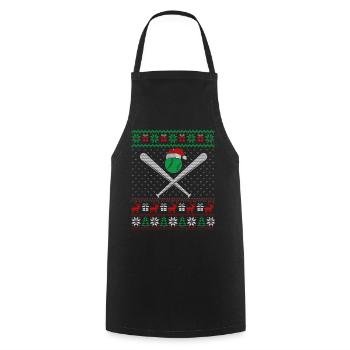 Baseball Christmas - Cooking Apron - black - Front - AI Model Male 185 dark (185cm)
