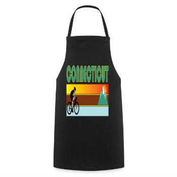 Connecticut Hometown Retro Mountain Bike - Cooking Apron - black - Front - AI Model Male 185 dark (185cm)