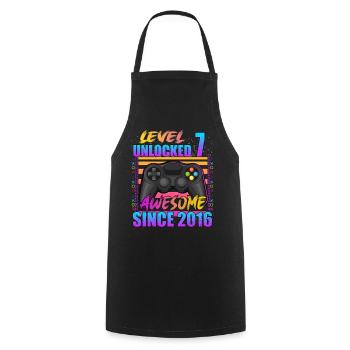 Jeu vidéo Niveau 7 débloqué génial depuis 2016 - Tablier de cuisine - noir - Devant - AI Model Male 185 dark (185cm)