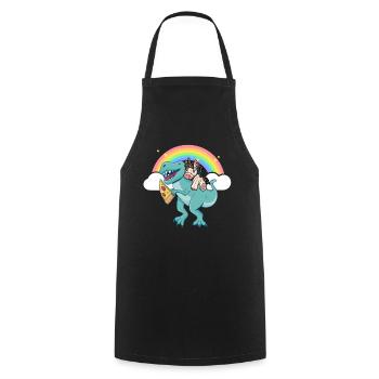 Dabbing Licorne Riding T Rex Garçons Filles Halloween - Tablier de cuisine - noir - Devant - AI Model Male 185 dark (185cm)